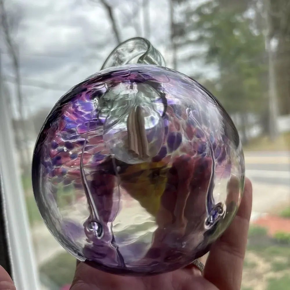 Kitras Art Glass Ball Healing Scent Diffuser Purple Pink Clear